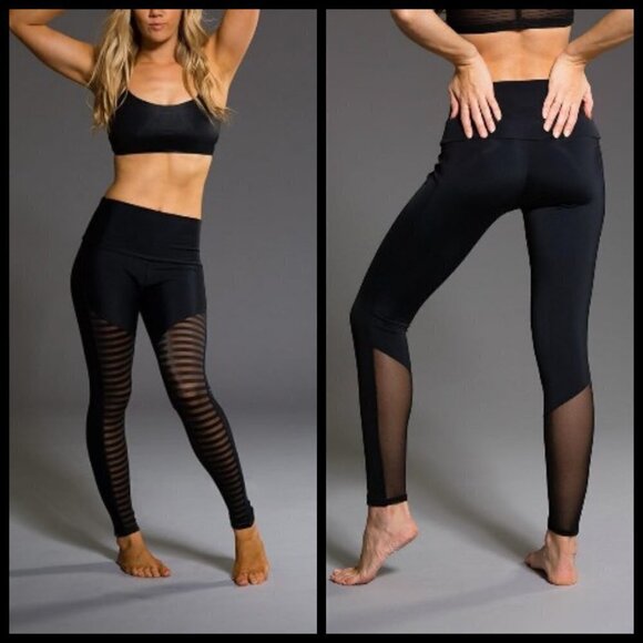 💕ONZIE💕 Fierce Mesh Leggings Striped Pattern NWT - Picture 7 of 8